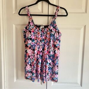 Swim Solutions Pleated Floral‎ Print Tankini Top 16
